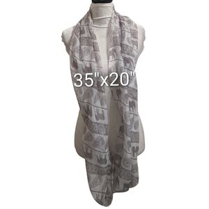 Gray Elephant Print Infinity Scarf Jungle Paisley Africa